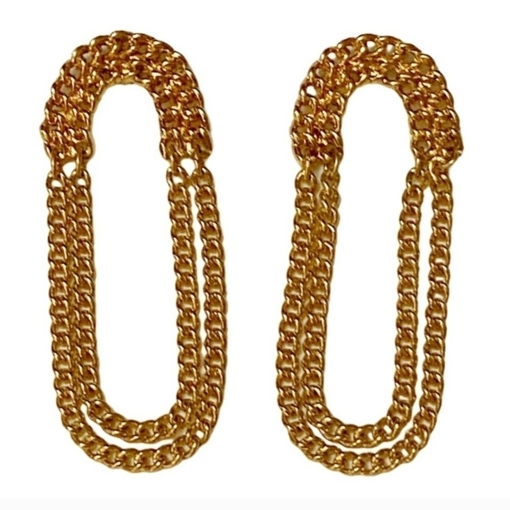 Avon Vintage Gold Chain Statement Earrings